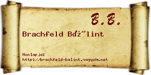 Brachfeld Bálint névjegykártya