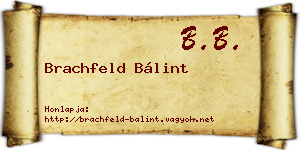 Brachfeld Bálint névjegykártya